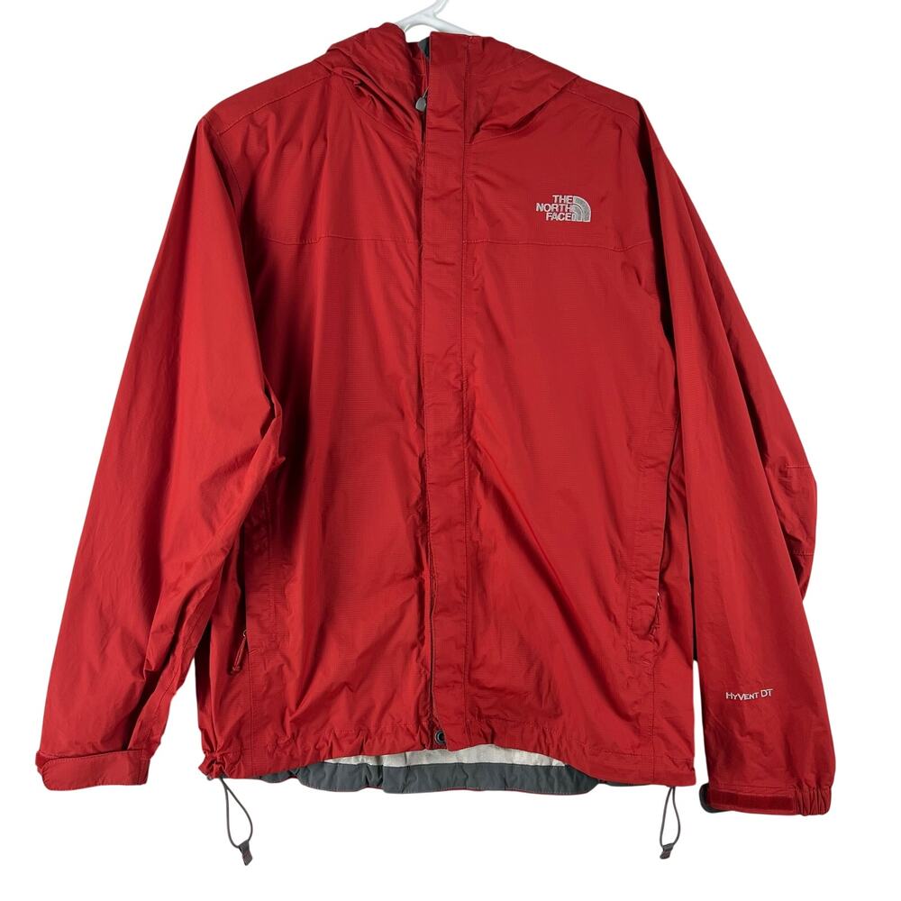 The North Face Mens Venture HyVent DT Rain Jacket SZ M Red Hooded Shell